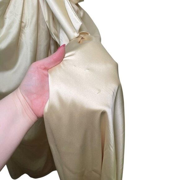 Mac Duggal Butter Yellow Satin Cut Out Gown Dress 68450 Size 2 - Picture 7 of 7